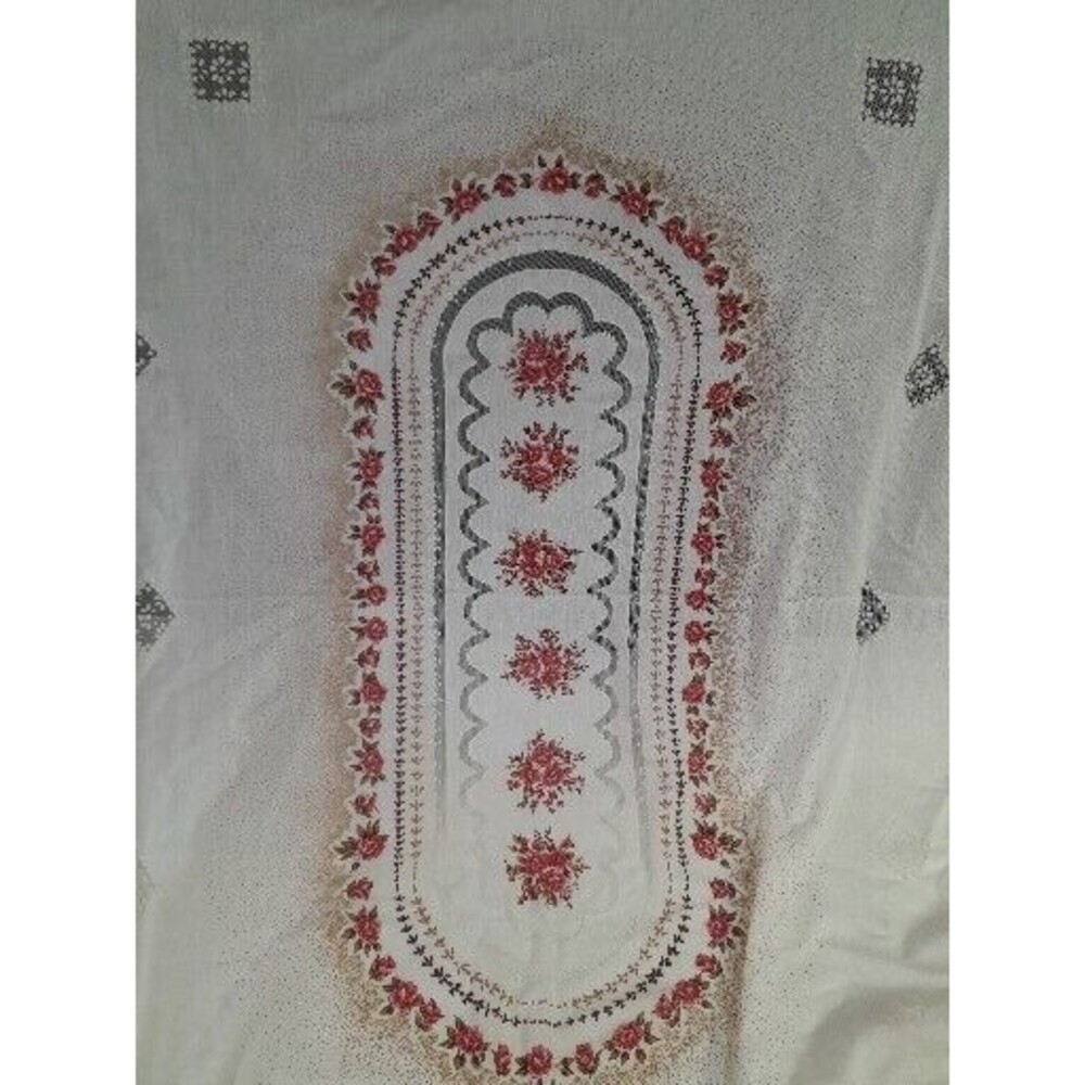 Vintage Spanish Floral Lace Tablecloth, Large 84x75 Inches - Picture 8 of 10